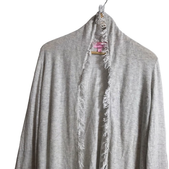 Lilly Pulitzer Medium Gray Bridget Open Cardigan Fringe Cashmere Blend Cardigan - Picture 4 of 9